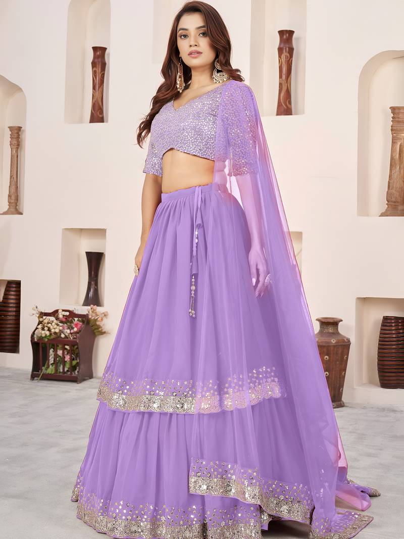 Lavender A-Line Lehenga Choli with Dupatta