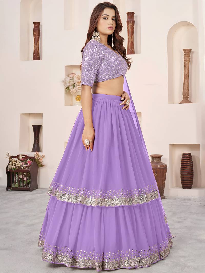 Lavender A-Line Lehenga Choli with Dupatta