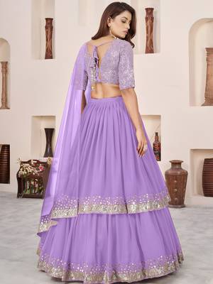 lavender a-line lehenga choli with dupatta 5