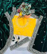 emerald green velvet bridal saree with blouse