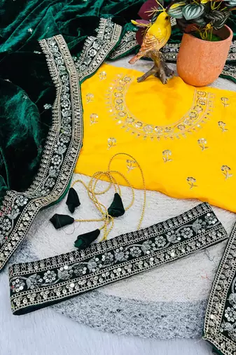 emerald green velvet bridal saree with blouse
