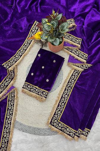 royal purple velvet bridal saree with blouse