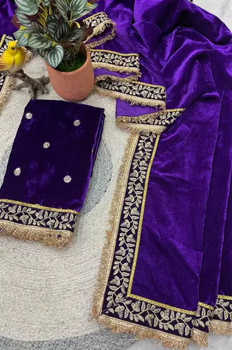 royal purple velvet bridal saree with blouse