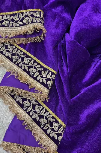 royal purple velvet bridal saree with blouse