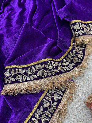 royal purple velvet bridal saree with blouse 4