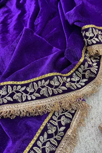 royal purple velvet bridal saree with blouse