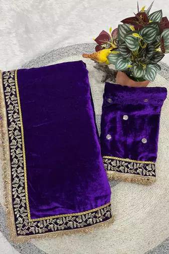 royal purple velvet bridal saree with blouse