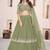 olive green a line lehenga choli with silver embroidery