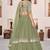 olive green a line lehenga choli with silver embroidery