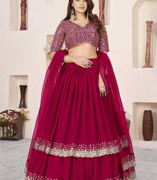 beautiful pink sequins georgette wedding wear lehenga choli set