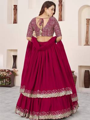 beautiful pink sequins georgette wedding wear lehenga choli set 5