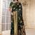 dark green satin silk banarasi saree with heavy gold zari weaving