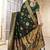 dark green satin silk banarasi saree with heavy gold zari weaving