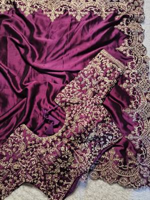 deep purple designer embroidered rangoli silk saree 4
