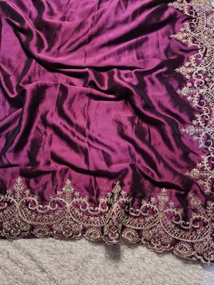 deep purple designer embroidered rangoli silk saree 5