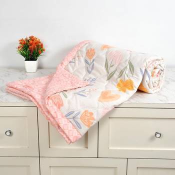 floral pink ultrasonic quilted microfiber ac single bed comforter 2