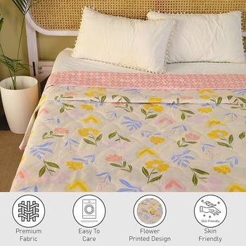 floral pink ultrasonic quilted microfiber ac single bed comforter 3