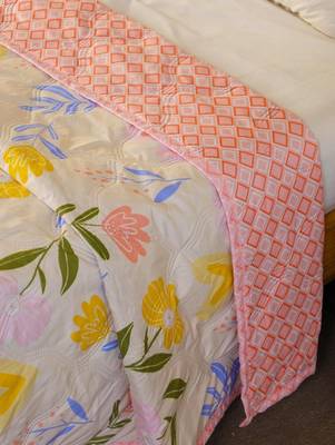 floral pink ultrasonic quilted microfiber ac single bed comforter 5