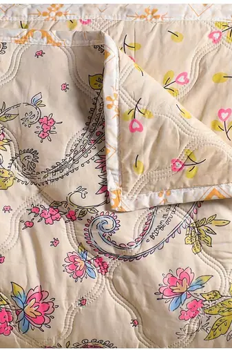 floral beige ultrasonic quilted microfiber ac single bed comforter