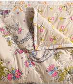 floral beige ultrasonic quilted microfiber ac single bed comforter