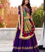 vichitra silk purple chaniya choli with sequins & thread embroidery