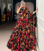 black marble floral printed chaniya choli set