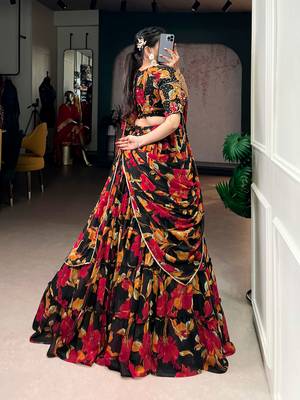 black marble floral printed chaniya choli set 3