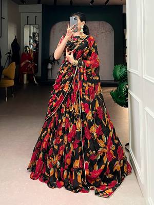 black marble floral printed chaniya choli set 4
