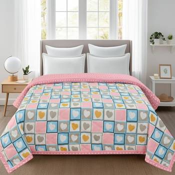 floral blush pink ultrasonic quilted microfiber ac single bed comforter 5