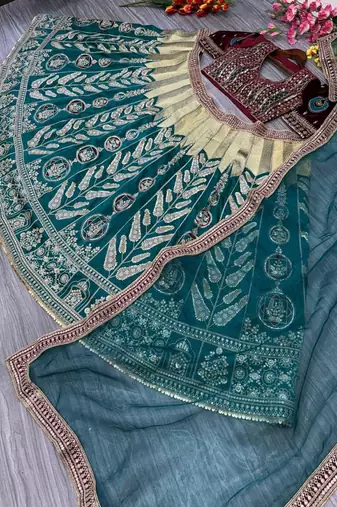 mulmul silk festive lehenga with velvet blouse and organza dupatta