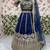 Navy Blue Slub Silk Embroidered Lehenga Set with dupatta