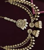 Antique gold plated bahubali mirror jhumka earring set