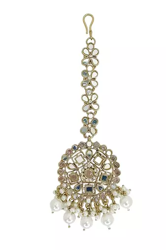bahubali style antique gold mirror chain jhumka set