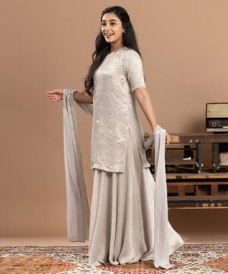 grey embroidered organza sharara set 3