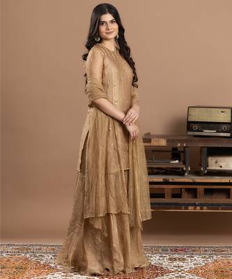 gold tone organza embroidered sharara set 2