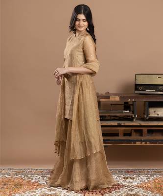gold tone organza embroidered sharara set 3