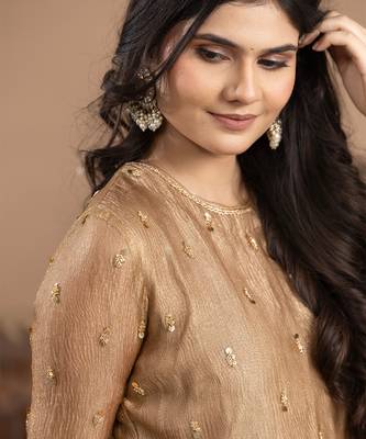 gold tone organza embroidered sharara set 5