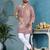 men's dusty rose cotton flex floral printed kurta