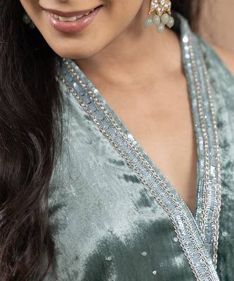 blue tissue sharara set with elegant embroidery 5