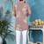 men's dusty rose cotton flex floral printed kurta