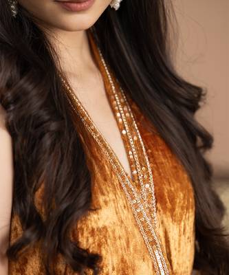 tissue yellow embroidered sharara set 4