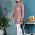 men's dusty rose cotton flex floral printed kurta