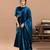 Blue embroidered velvet anarkali set