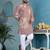 men's dusty rose cotton flex floral printed kurta