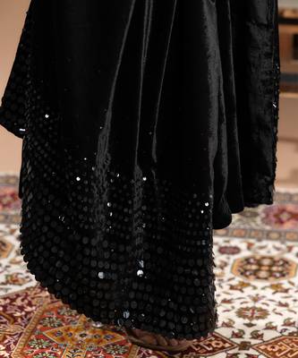 velvet black embroidered anarkali suit with dupatta 4