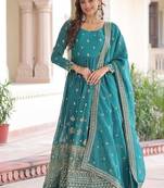 Crunchy Sequins Embroidered Gown & Dupatta  