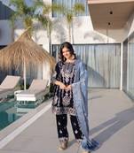 Velvet Zari Embroidered Kurta Set
