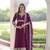 Wine Silk Embroidered Gown & Dupatta