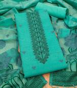 sea green muga cotton jamdani weaving 3 piece dress material set