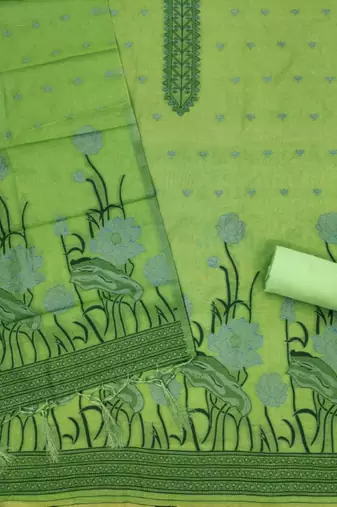 pista cotton jamdani dress material set